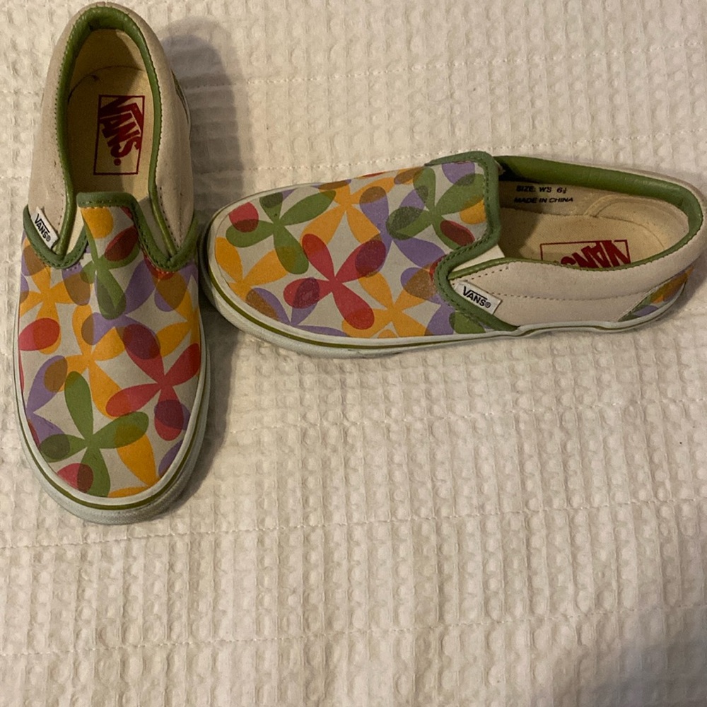 Vans Floral Slip On, worn once